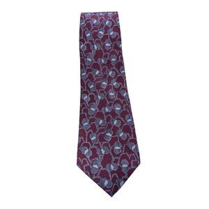 Vintage Yves Saint Laurent Pure Silk Neck Tie Deep Red Geometric Print Classic